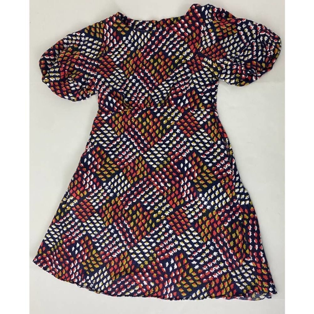 Cottagecore Maeve Floral Print Dress Blue Orange Yellow Puff Sleeve Twee Size 6